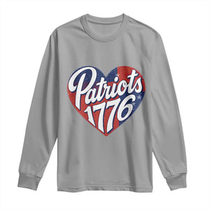 Patriots 1776 Red and Blue Heart Long Sleeve Shirt Classic Patriotic Sports Fan Style TS02 Sport Gray Print Your Wear