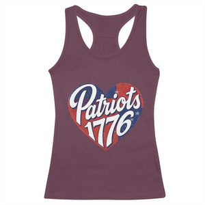 Patriots 1776 Red and Blue Heart Racerback Tank Top Classic Patriotic Sports Fan Style TS02 Maroon Print Your Wear