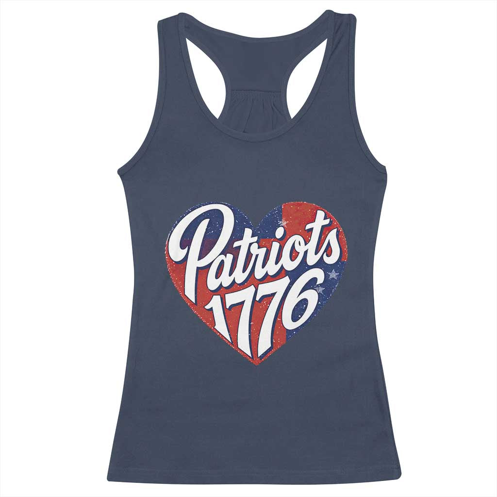 Patriots 1776 Red and Blue Heart Racerback Tank Top Classic Patriotic Sports Fan Style TS02 Navy Print Your Wear
