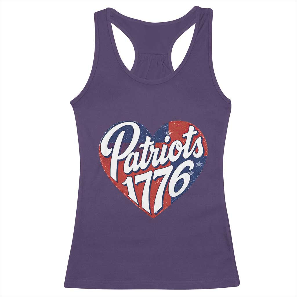 Patriots 1776 Red and Blue Heart Racerback Tank Top Classic Patriotic Sports Fan Style TS02 Purple Print Your Wear