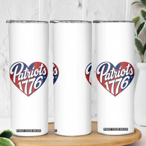 Patriots 1776 Red and Blue Heart Skinny Tumbler Classic Patriotic Sports Fan Style TS02 Print Your Wear