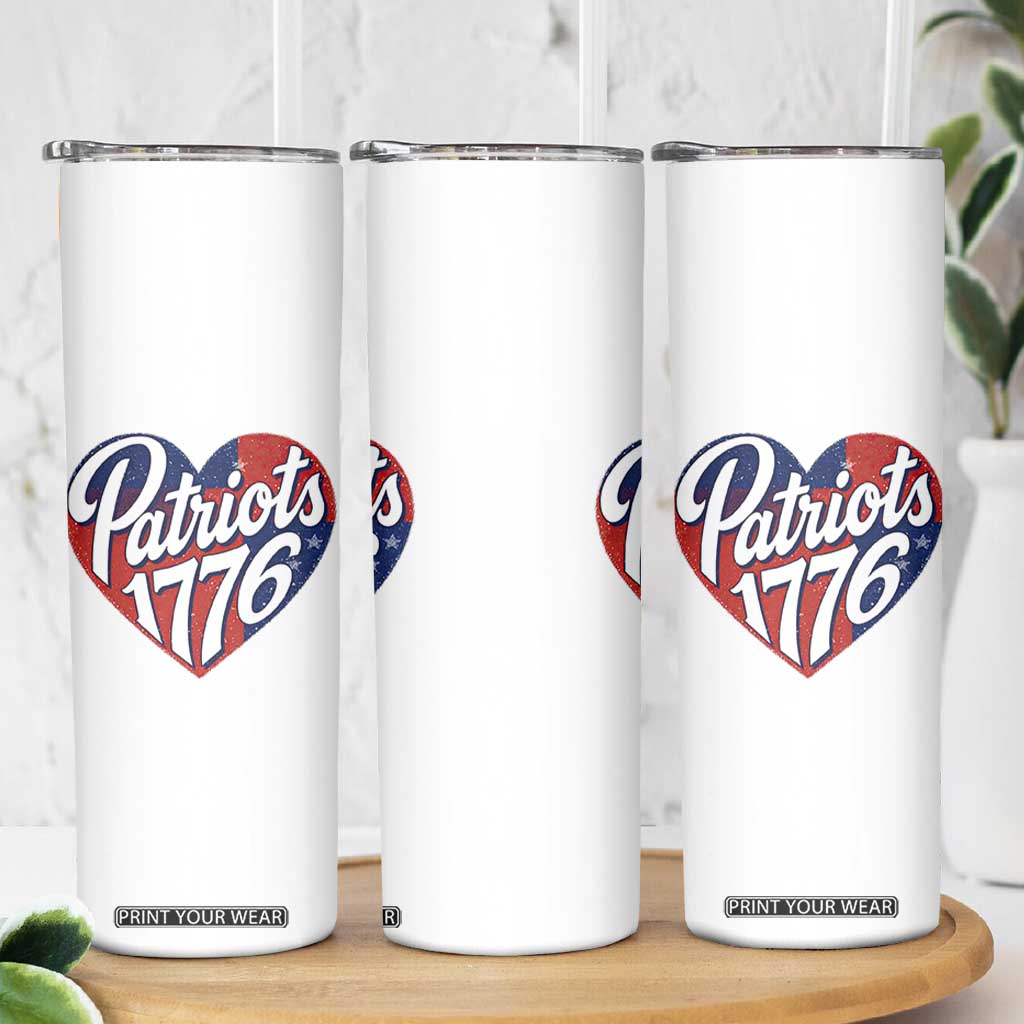 Patriots 1776 Red and Blue Heart Skinny Tumbler Classic Patriotic Sports Fan Style TS02 Print Your Wear