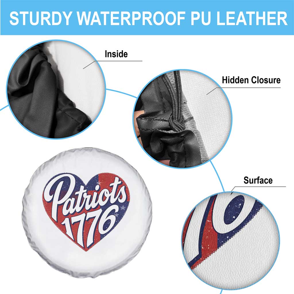 Patriots 1776 Red and Blue Heart Spare Tire Cover Classic Patriotic Sports Fan Style TS02 Print Your Wear