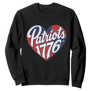 Patriots 1776 Red and Blue Heart Sweatshirt Classic Patriotic Sports Fan Style TS02 Black Print Your Wear