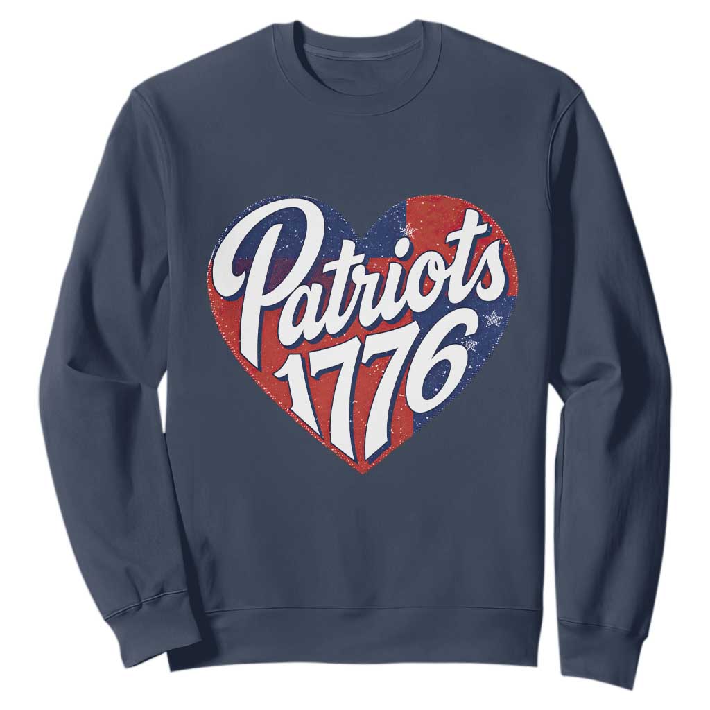 Patriots 1776 Red and Blue Heart Sweatshirt Classic Patriotic Sports Fan Style TS02 Navy Print Your Wear