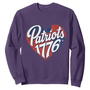 Patriots 1776 Red and Blue Heart Sweatshirt Classic Patriotic Sports Fan Style TS02 Purple Print Your Wear