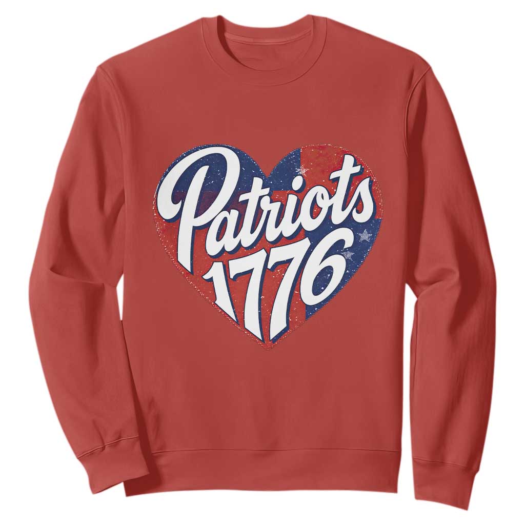 Patriots 1776 Red and Blue Heart Sweatshirt Classic Patriotic Sports Fan Style TS02 Red Print Your Wear