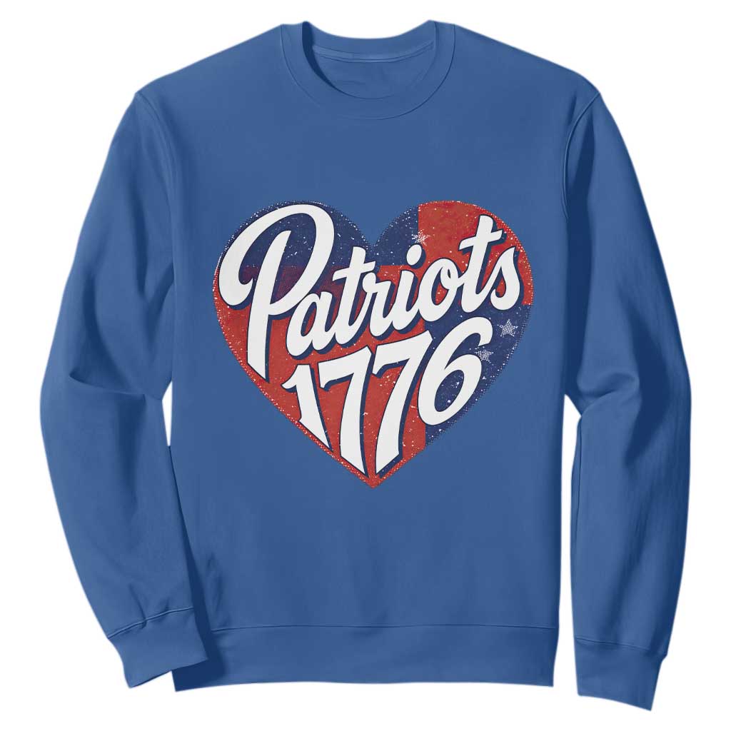 Patriots 1776 Red and Blue Heart Sweatshirt Classic Patriotic Sports Fan Style TS02 Royal Blue Print Your Wear