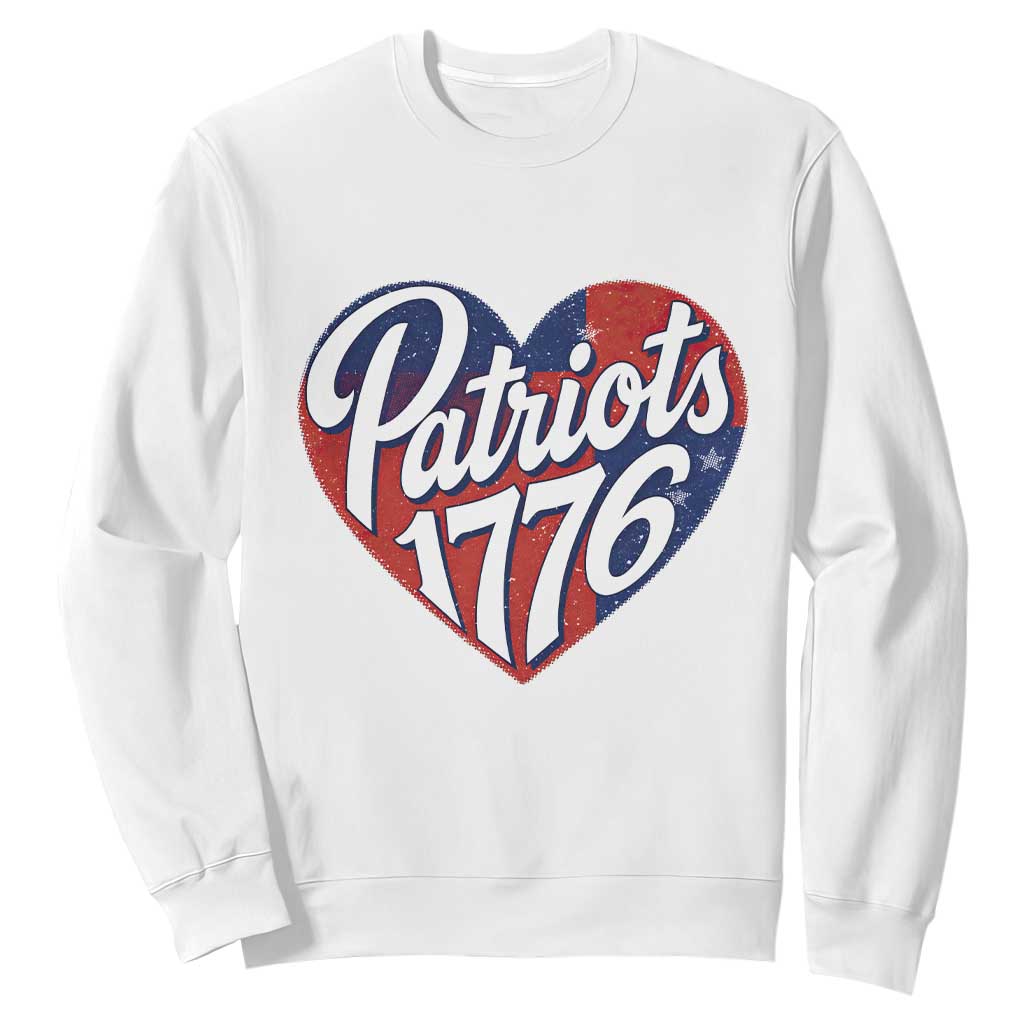 Patriots 1776 Red and Blue Heart Sweatshirt Classic Patriotic Sports Fan Style TS02 White Print Your Wear