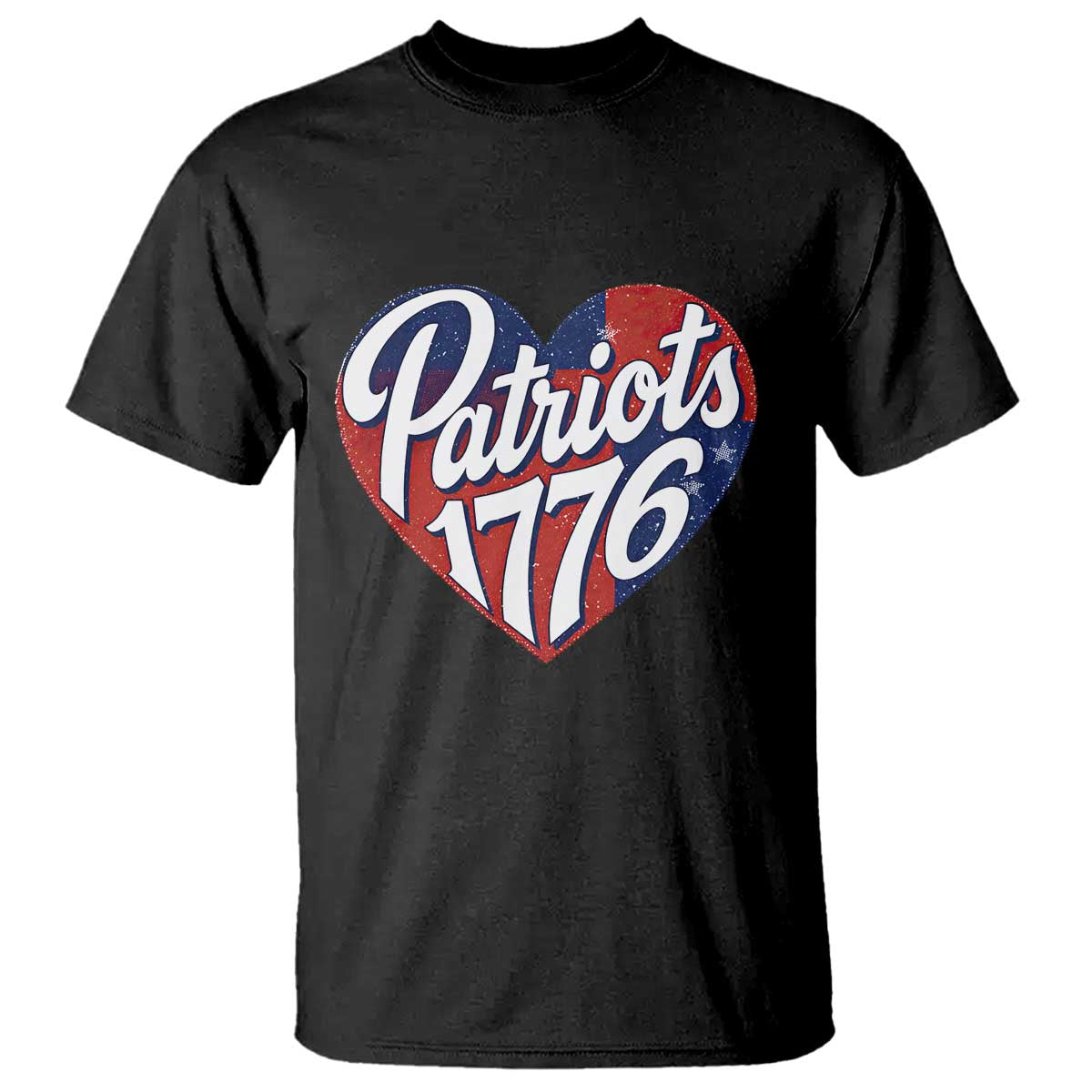 Patriots 1776 Red and Blue Heart T Shirt Classic Patriotic Sports Fan Style TS02 Black Print Your Wear
