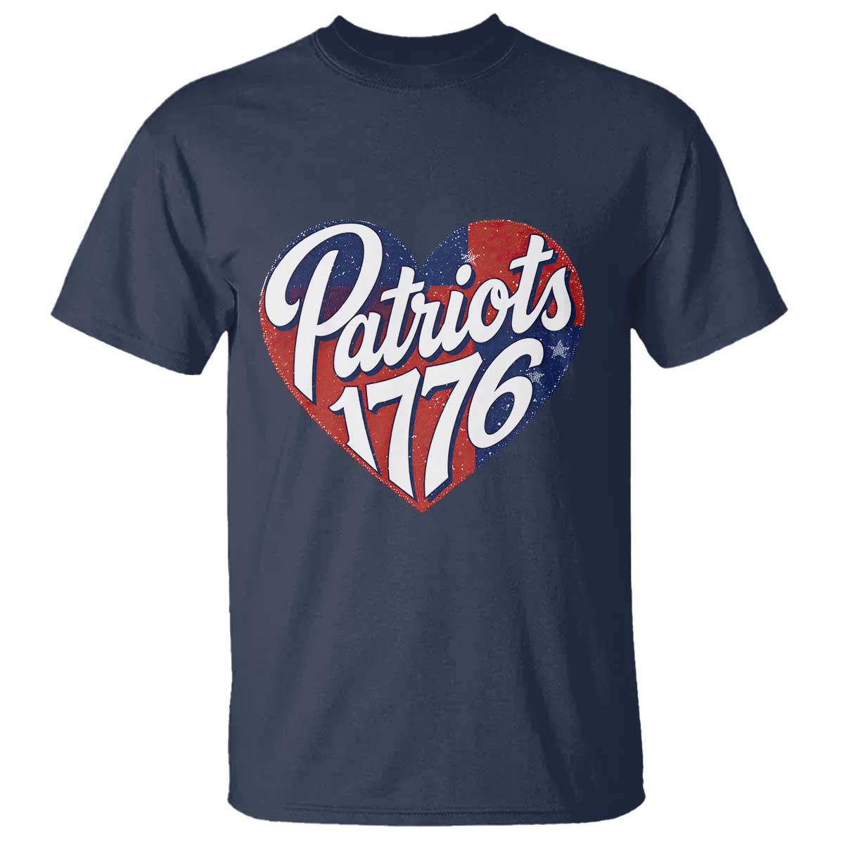 Patriots 1776 Red and Blue Heart T Shirt Classic Patriotic Sports Fan Style TS02 Navy Print Your Wear