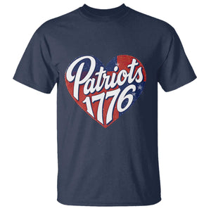 Patriots 1776 Red and Blue Heart T Shirt Classic Patriotic Sports Fan Style TS02 Navy Print Your Wear