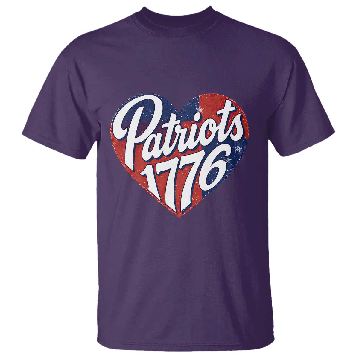 Patriots 1776 Red and Blue Heart T Shirt Classic Patriotic Sports Fan Style TS02 Purple Print Your Wear