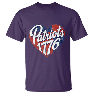 Patriots 1776 Red and Blue Heart T Shirt Classic Patriotic Sports Fan Style TS02 Purple Print Your Wear