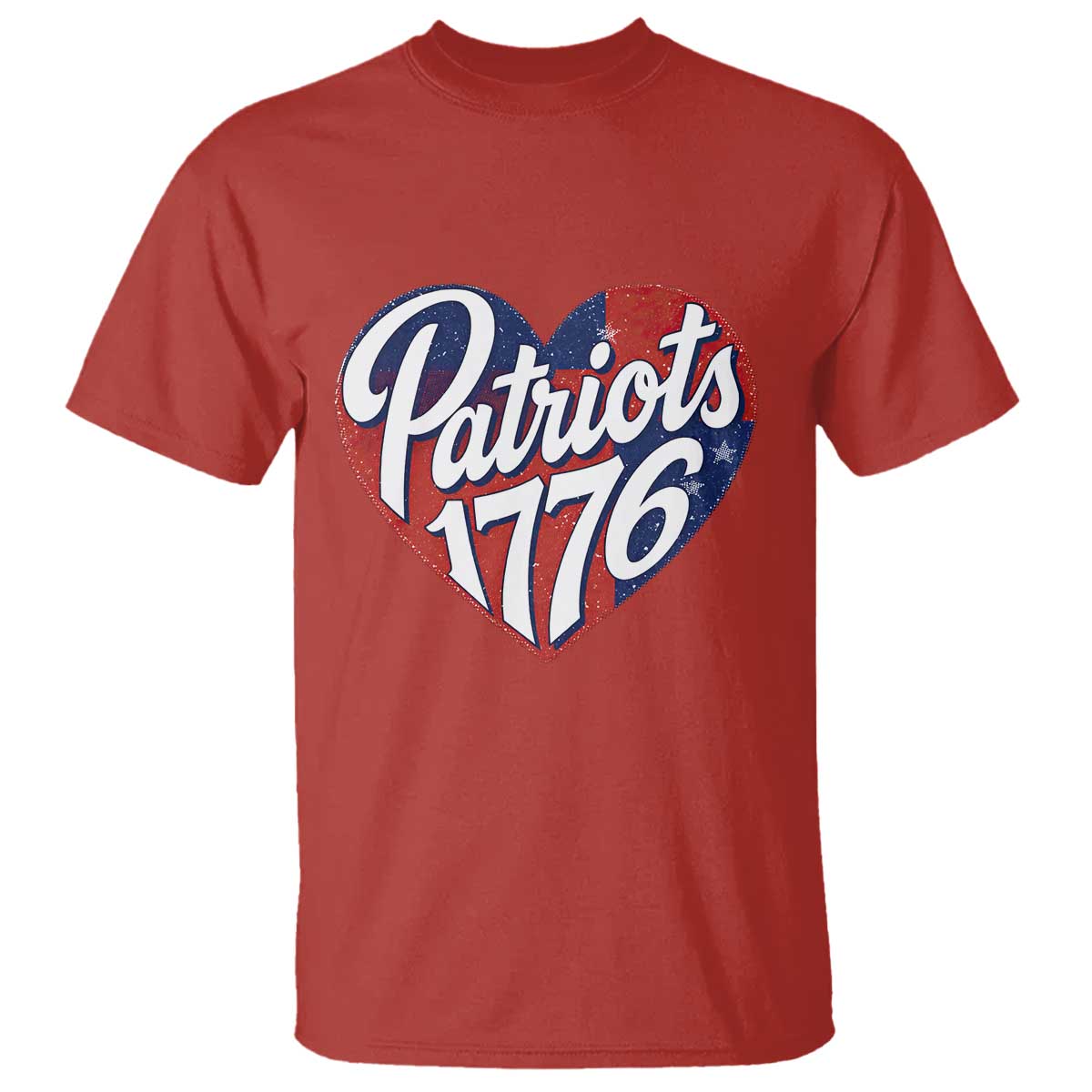 Patriots 1776 Red and Blue Heart T Shirt Classic Patriotic Sports Fan Style TS02 Red Print Your Wear