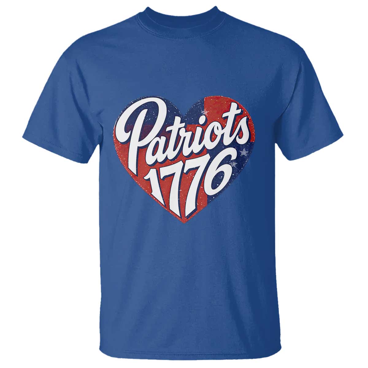 Patriots 1776 Red and Blue Heart T Shirt Classic Patriotic Sports Fan Style TS02 Royal Blue Print Your Wear