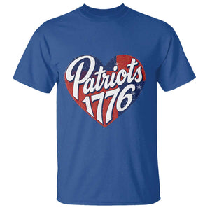 Patriots 1776 Red and Blue Heart T Shirt Classic Patriotic Sports Fan Style TS02 Royal Blue Print Your Wear