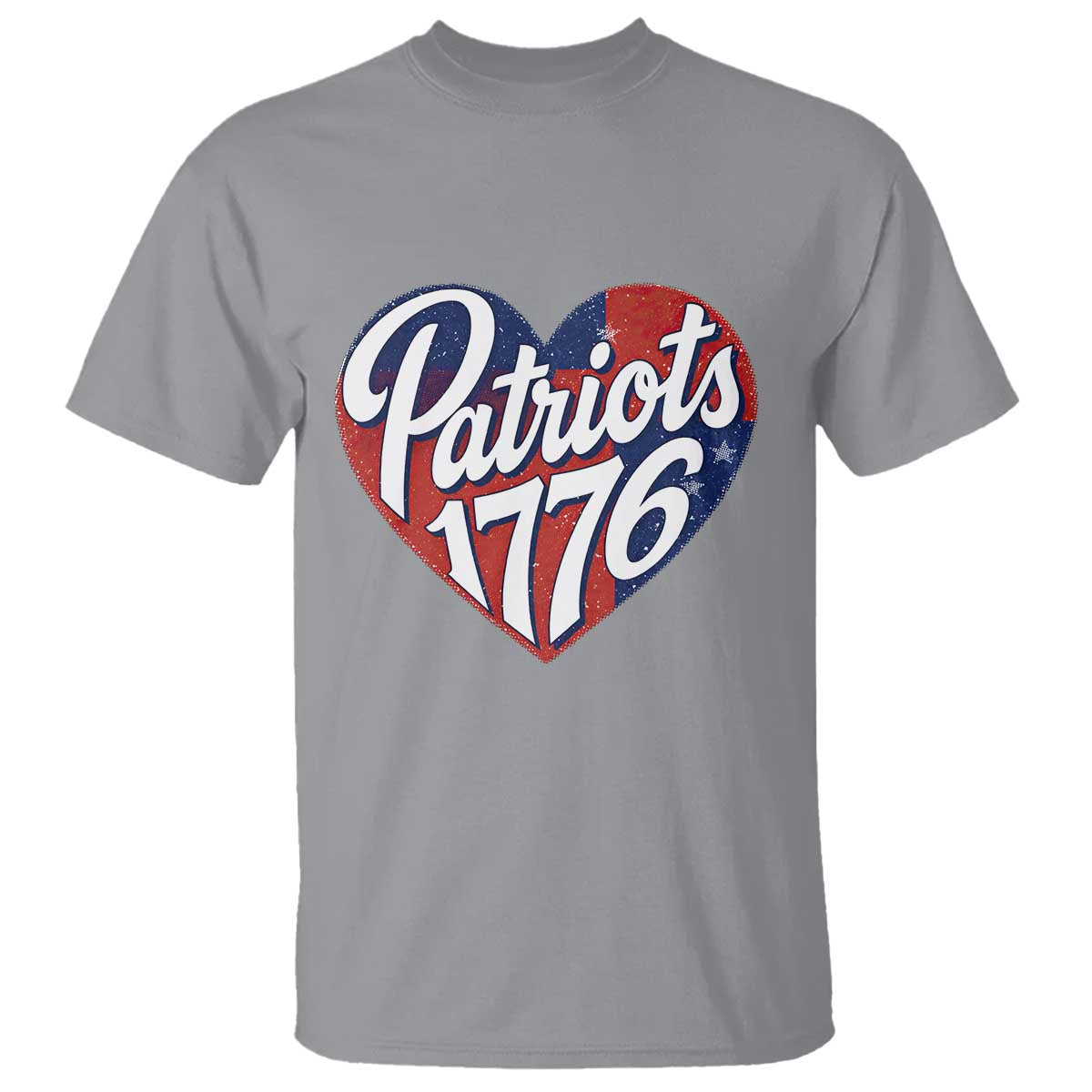 Patriots 1776 Red and Blue Heart T Shirt Classic Patriotic Sports Fan Style TS02 Sport Gray Print Your Wear