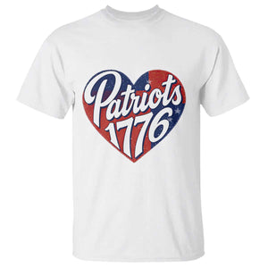 Patriots 1776 Red and Blue Heart T Shirt Classic Patriotic Sports Fan Style TS02 White Print Your Wear