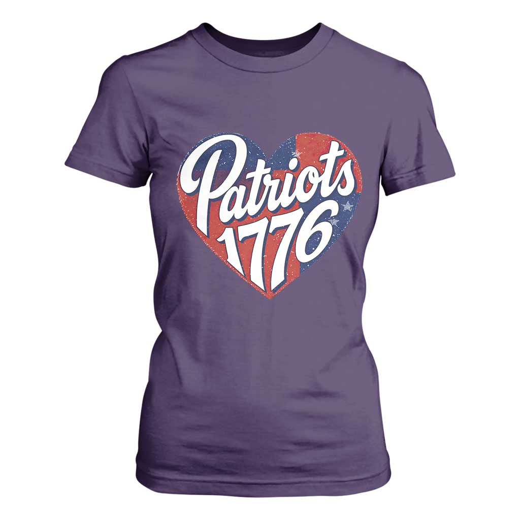 Patriots 1776 Red and Blue Heart T Shirt For Women Classic Patriotic Sports Fan Style TS02 Purple Print Your Wear