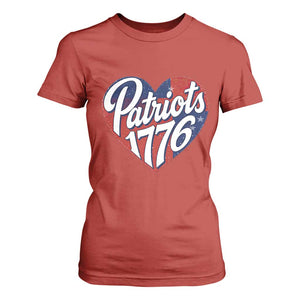 Patriots 1776 Red and Blue Heart T Shirt For Women Classic Patriotic Sports Fan Style TS02 Red Print Your Wear