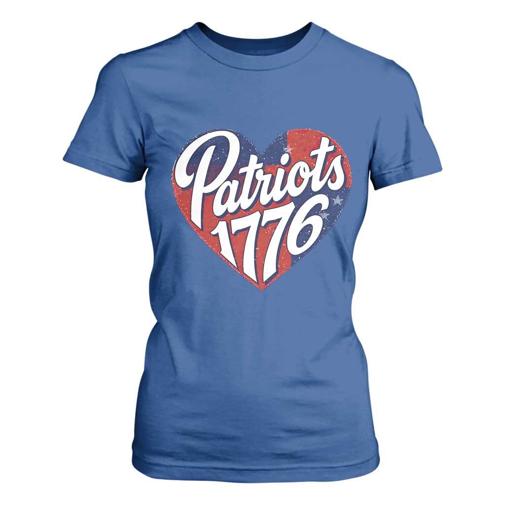 Patriots 1776 Red and Blue Heart T Shirt For Women Classic Patriotic Sports Fan Style TS02 Royal Blue Print Your Wear