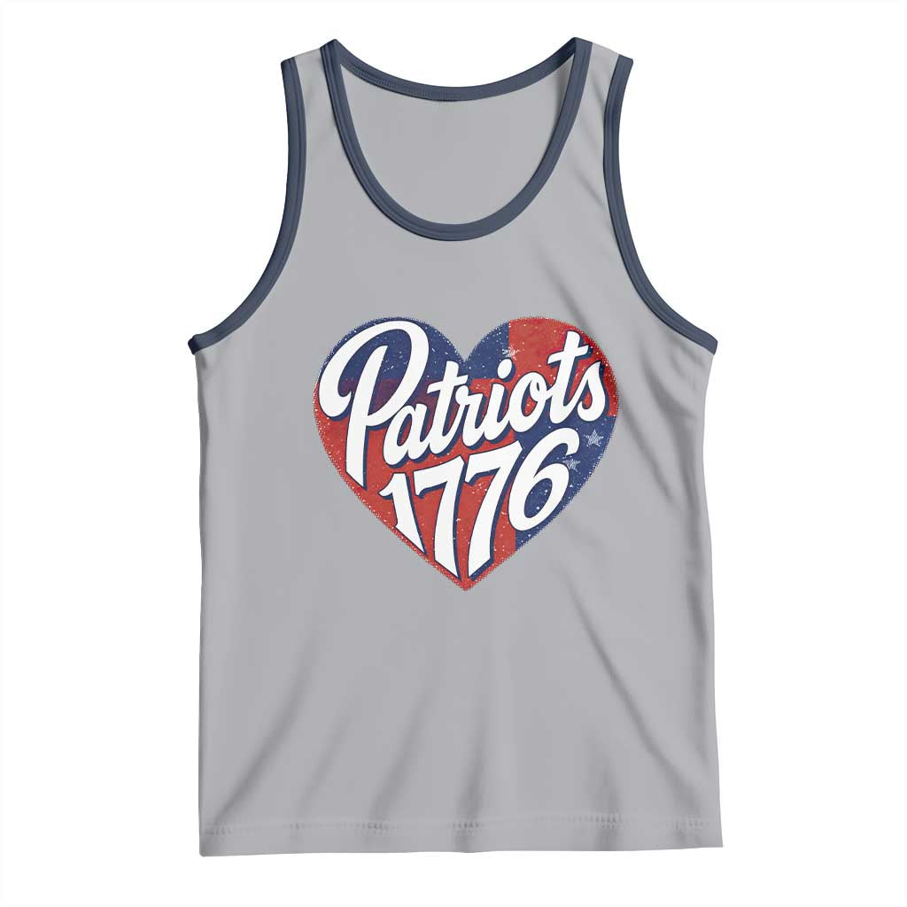 Patriots 1776 Red and Blue Heart Tank Top Classic Patriotic Sports Fan Style TS02 Athletic Heather Navy Print Your Wear