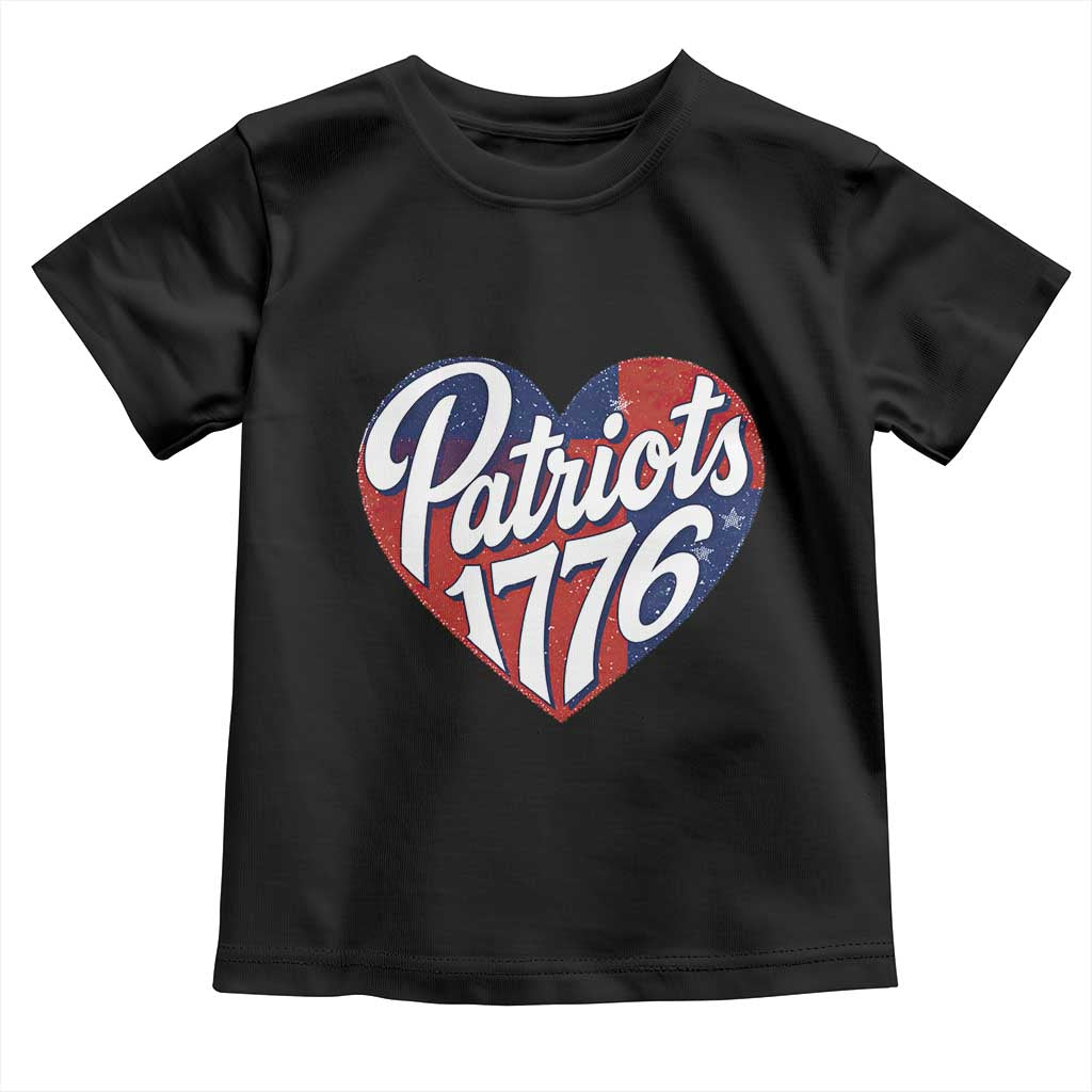 Patriots 1776 Red and Blue Heart Toddler T Shirt Classic Patriotic Sports Fan Style TS02 Black Print Your Wear