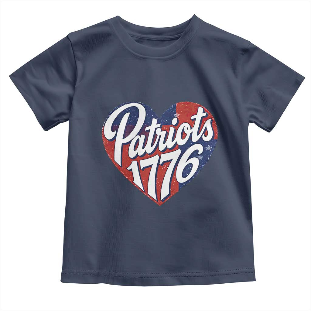 Patriots 1776 Red and Blue Heart Toddler T Shirt Classic Patriotic Sports Fan Style TS02 Navy Print Your Wear