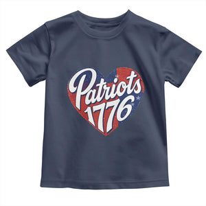 Patriots 1776 Red and Blue Heart Toddler T Shirt Classic Patriotic Sports Fan Style TS02 Navy Print Your Wear