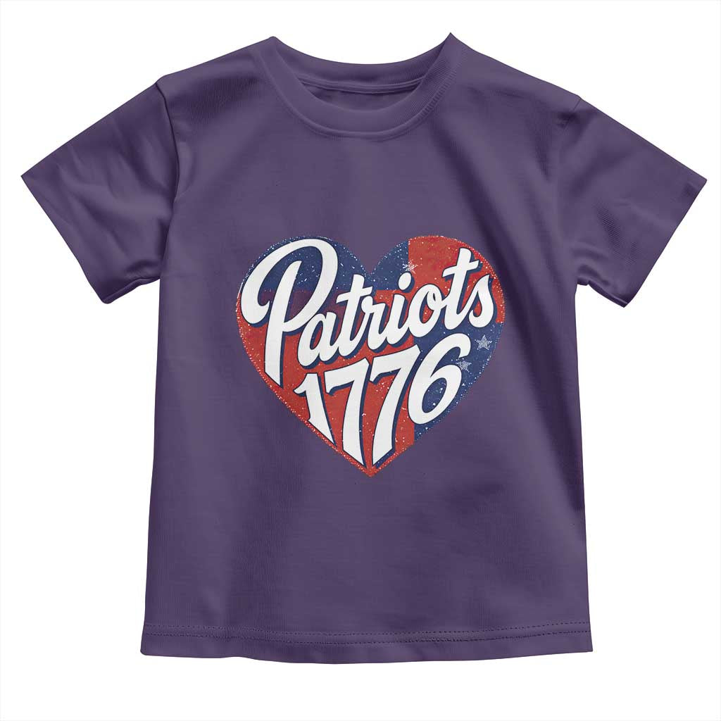 Patriots 1776 Red and Blue Heart Toddler T Shirt Classic Patriotic Sports Fan Style TS02 Purple Print Your Wear