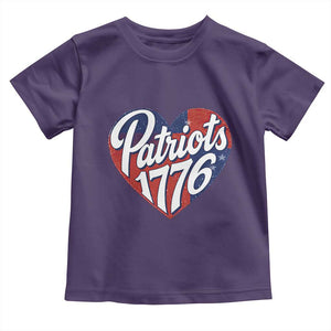 Patriots 1776 Red and Blue Heart Toddler T Shirt Classic Patriotic Sports Fan Style TS02 Purple Print Your Wear