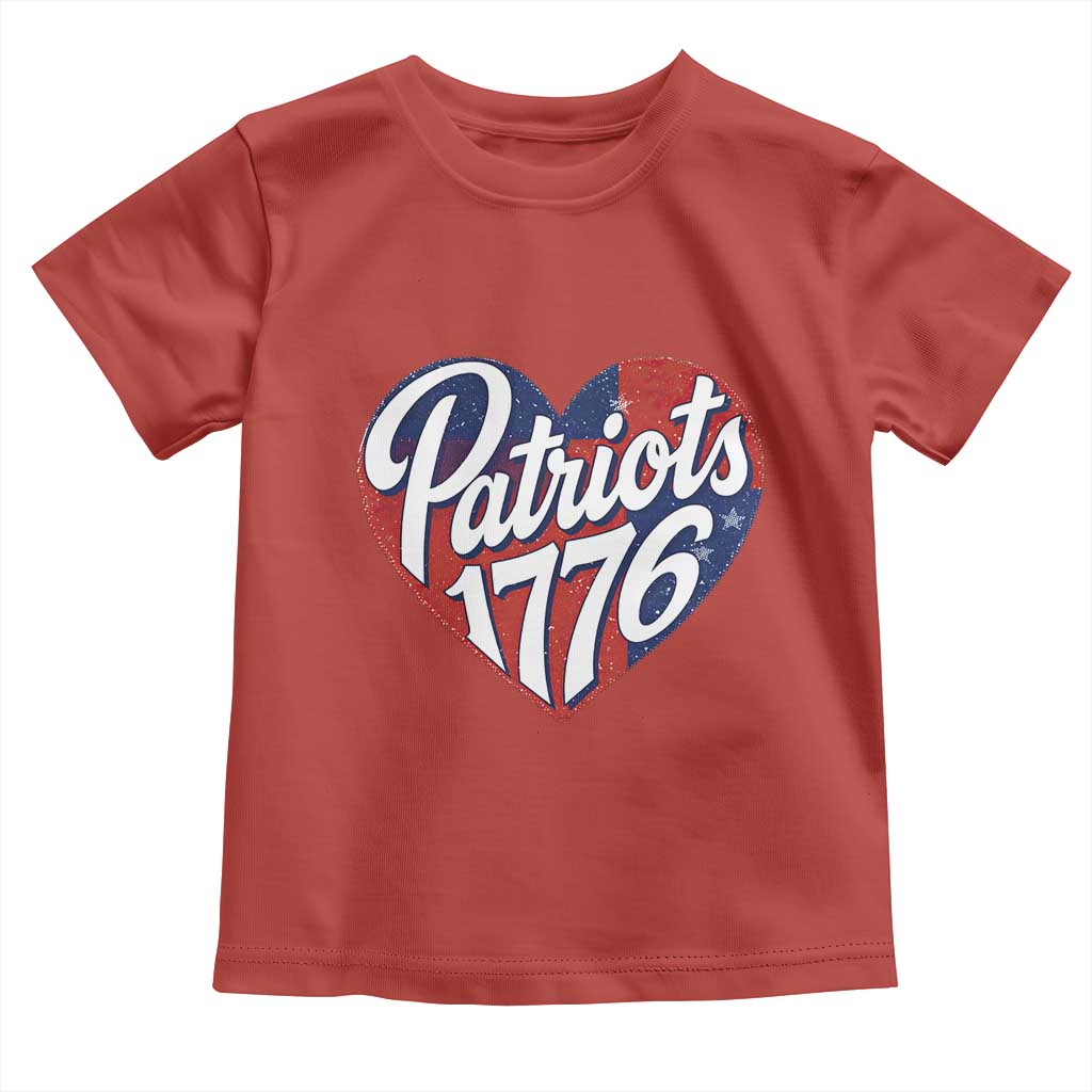 Patriots 1776 Red and Blue Heart Toddler T Shirt Classic Patriotic Sports Fan Style TS02 Red Print Your Wear