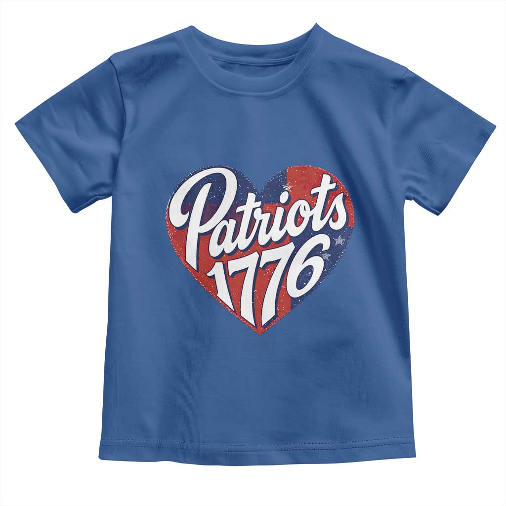 Patriots 1776 Red and Blue Heart Toddler T Shirt Classic Patriotic Sports Fan Style TS02 Royal Blue Print Your Wear