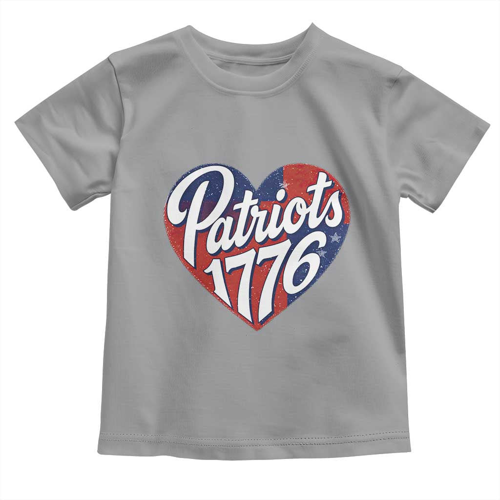 Patriots 1776 Red and Blue Heart Toddler T Shirt Classic Patriotic Sports Fan Style TS02 Sport Gray Print Your Wear