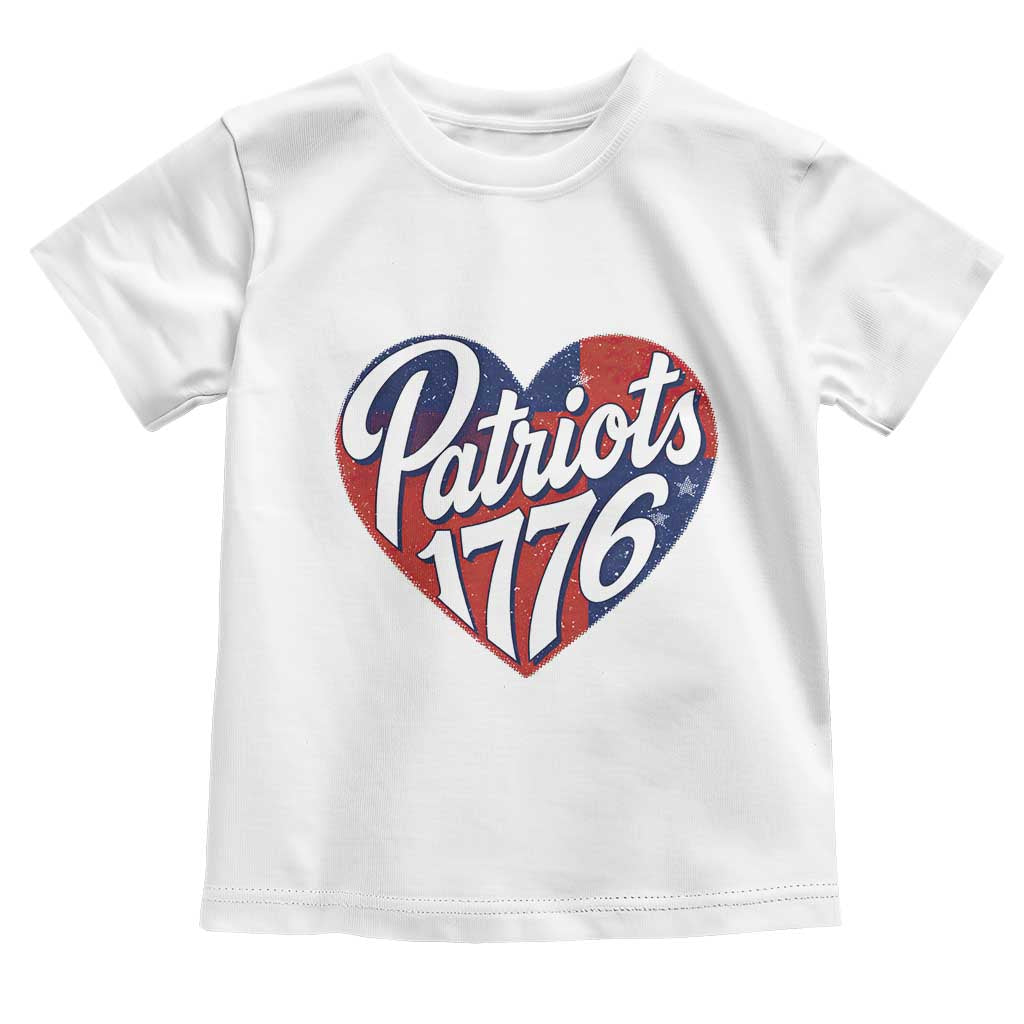 Patriots 1776 Red and Blue Heart Toddler T Shirt Classic Patriotic Sports Fan Style TS02 White Print Your Wear