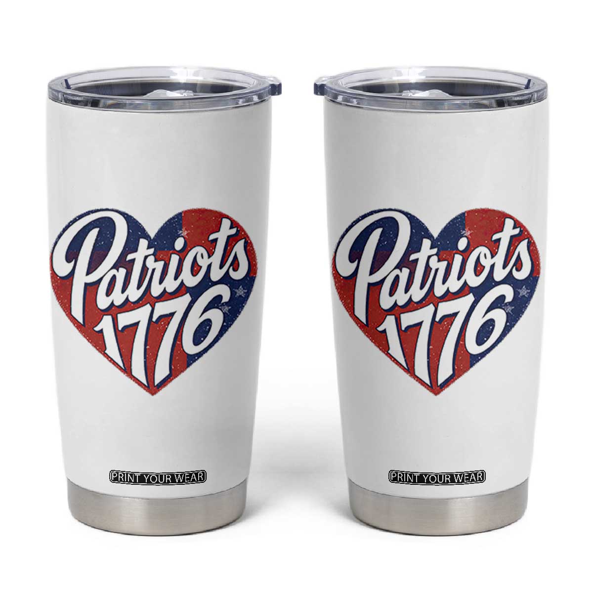 Patriots 1776 Red and Blue Heart Tumbler Cup Classic Patriotic Sports Fan Style TS02 White Print Your Wear