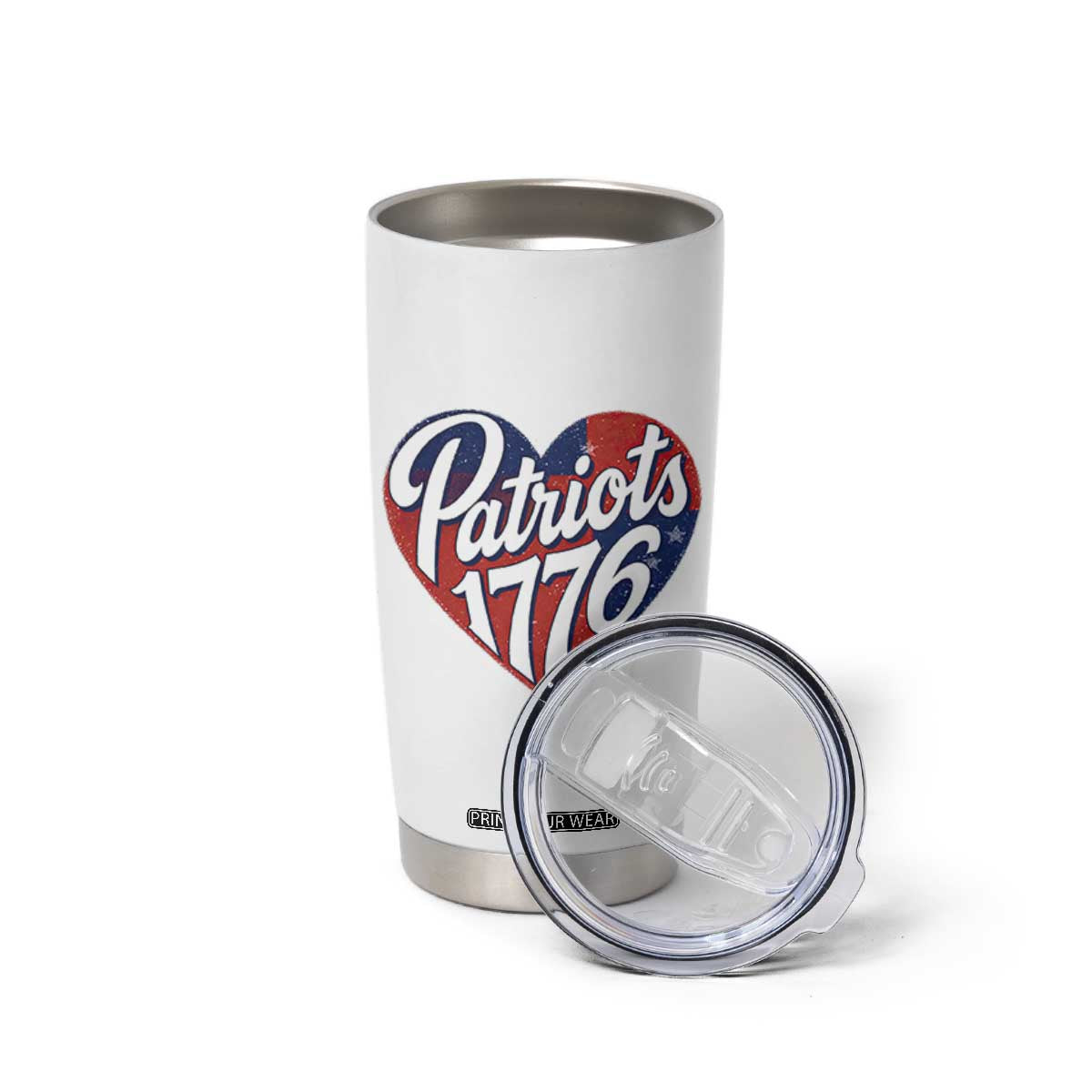 Patriots 1776 Red and Blue Heart Tumbler Cup Classic Patriotic Sports Fan Style TS02 Print Your Wear