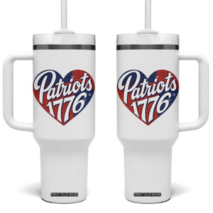 Patriots 1776 Red and Blue Heart Tumbler With Handle Classic Patriotic Sports Fan Style TS02 One Size: 40 oz White Print Your Wear