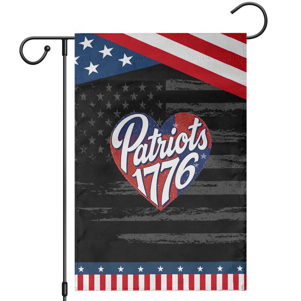 Patriots 1776 Red and Blue Heart Garden Flag Classic Patriotic Sports Fan Style TS02 Distressed Black Blue Print Your Wear