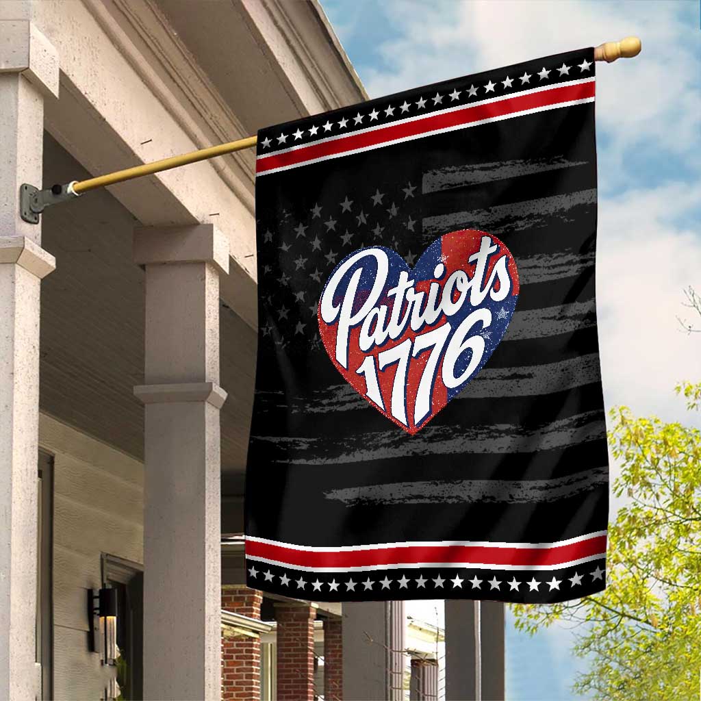 Patriots 1776 Red and Blue Heart Garden Flag Classic Patriotic Sports Fan Style TS02 Distressed Black Red Print Your Wear