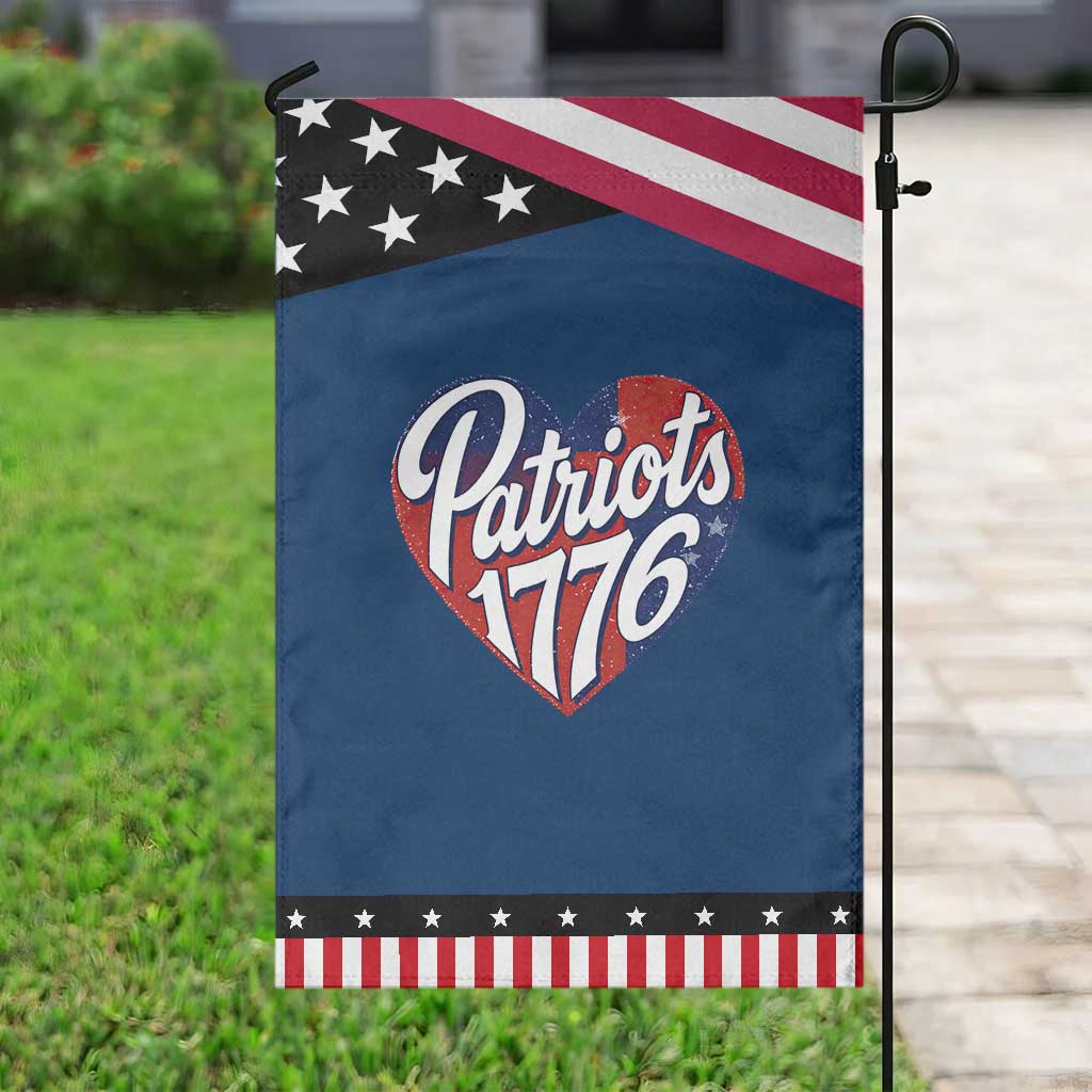 Patriots 1776 Red and Blue Heart Garden Flag Classic Patriotic Sports Fan Style TS02 Classic Blue Black Print Your Wear