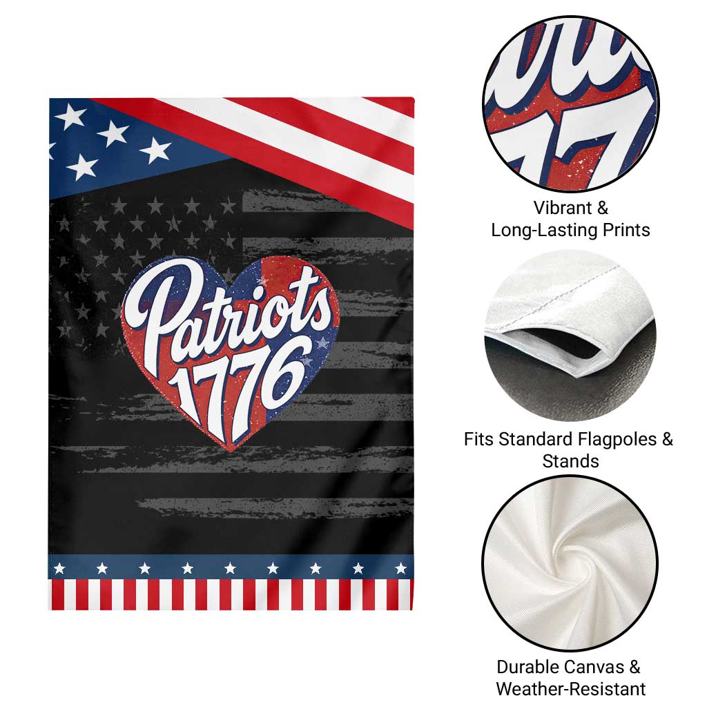 Patriots 1776 Red and Blue Heart Garden Flag Classic Patriotic Sports Fan Style TS02 Print Your Wear