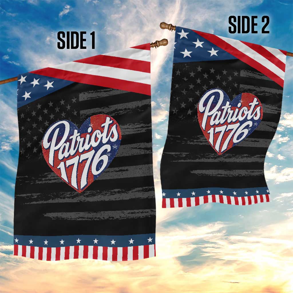 Patriots 1776 Red and Blue Heart Garden Flag Classic Patriotic Sports Fan Style TS02 Print Your Wear