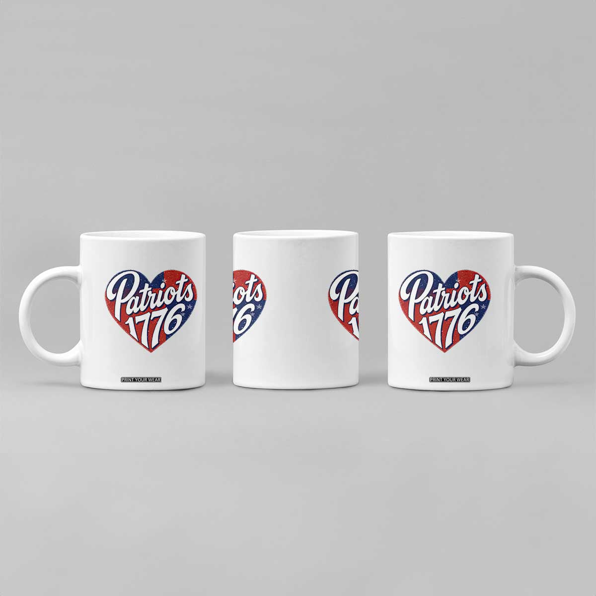 Patriots 1776 Red and Blue Heart Coffee Mug Classic Patriotic Sports Fan Style TS02 Print Your Wear