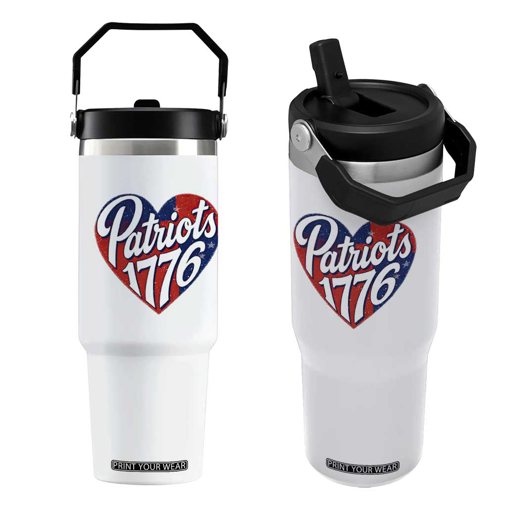 Patriots 1776 Red and Blue Heart Flip Straw Tumbler Classic Patriotic Sports Fan Style TS02 One Size: 30 oz White Print Your Wear