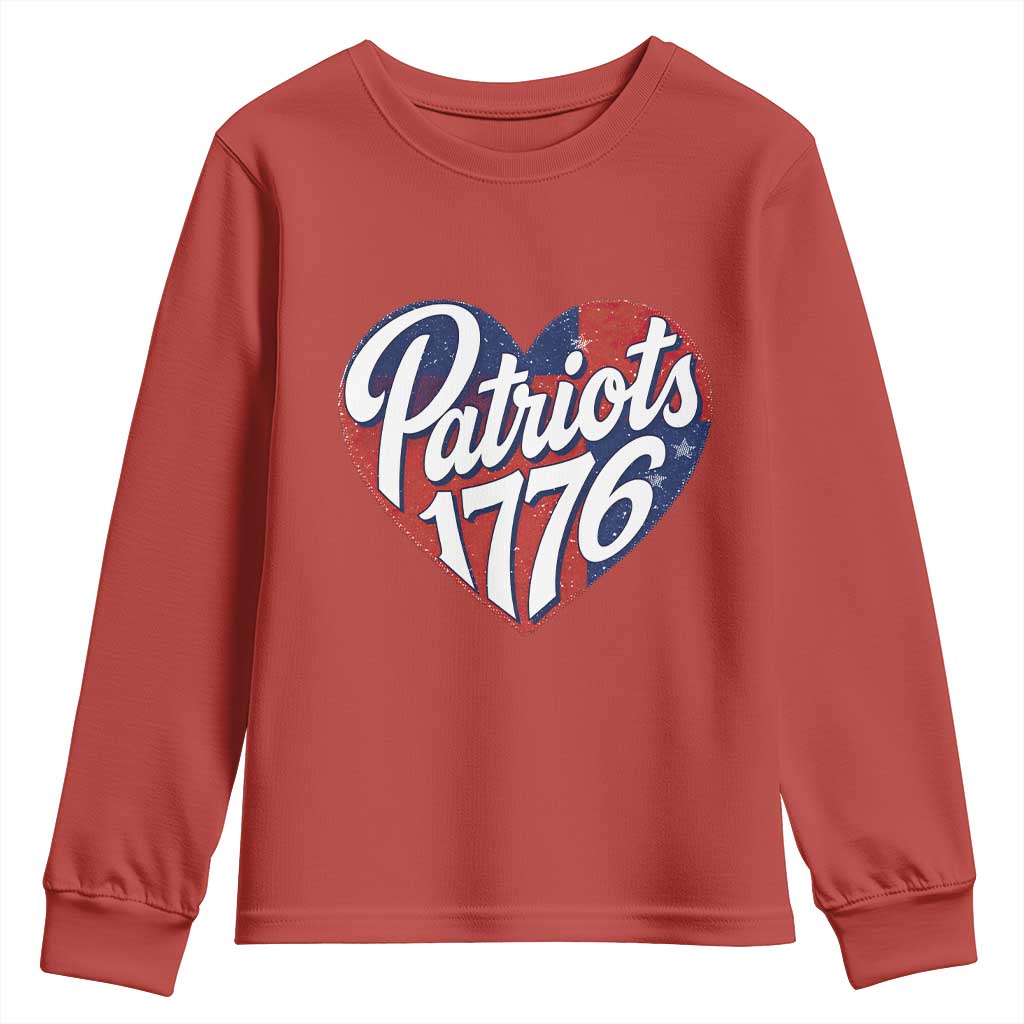 Patriots 1776 Red and Blue Heart Youth Sweatshirt Classic Patriotic Sports Fan Style TS02 Red Print Your Wear