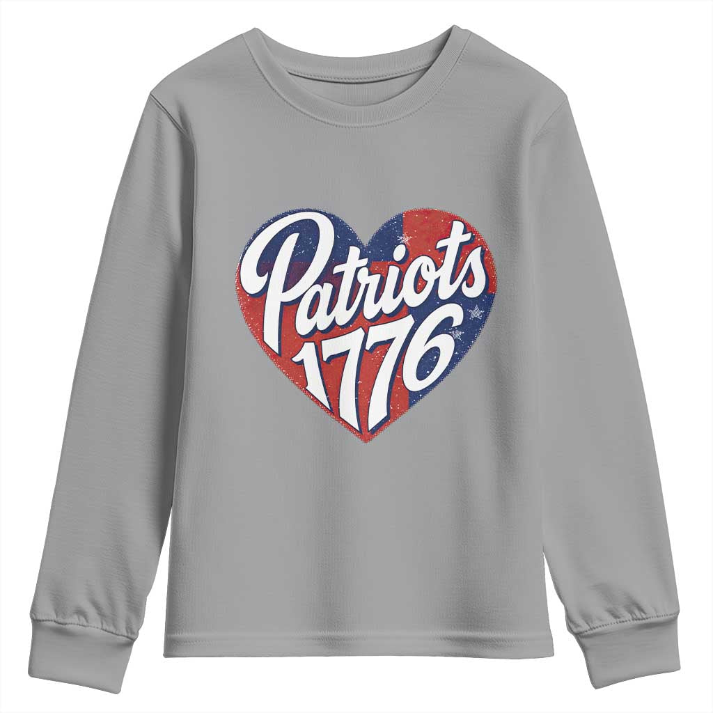Patriots 1776 Red and Blue Heart Youth Sweatshirt Classic Patriotic Sports Fan Style TS02 Sport Gray Print Your Wear