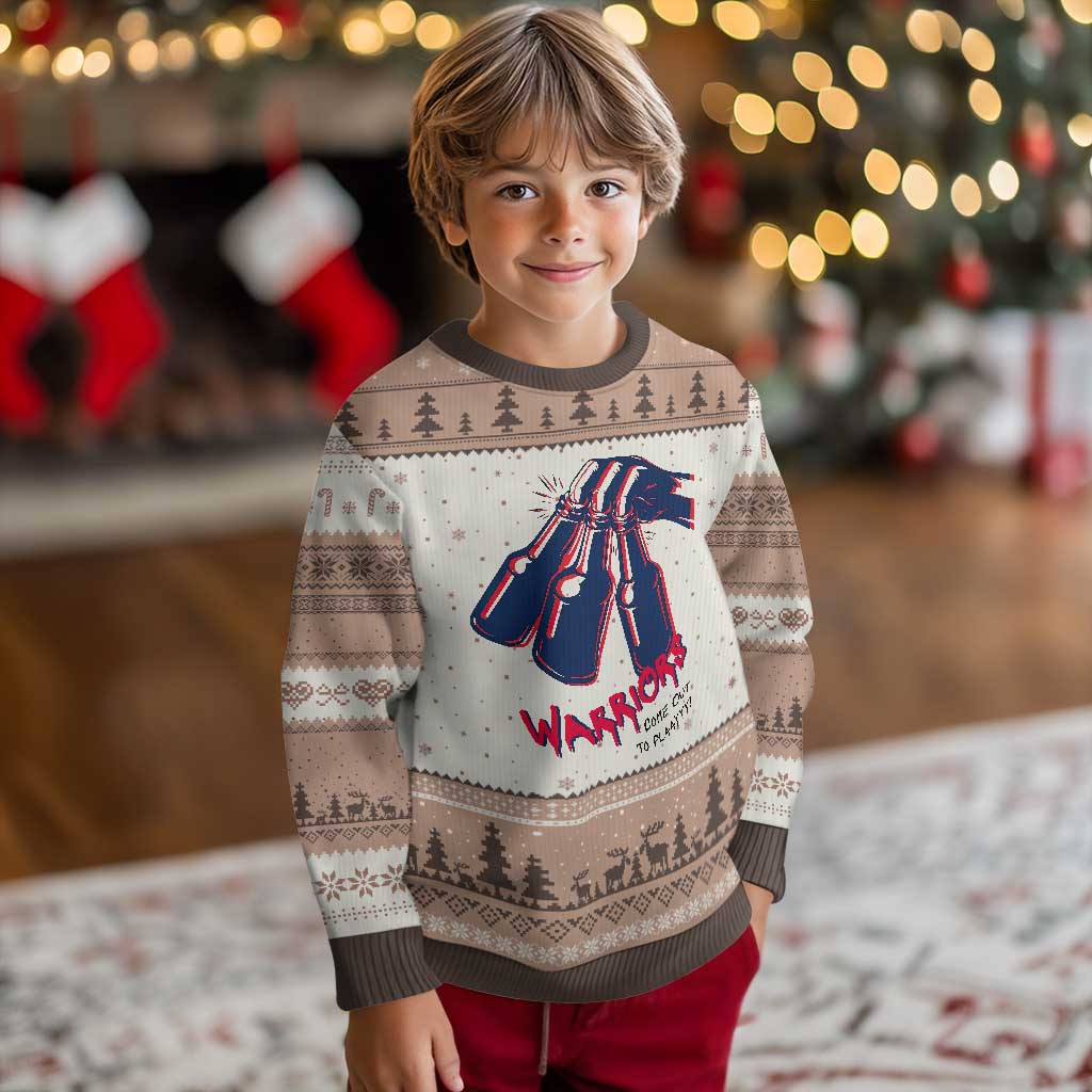 Warriors Come Out to Play Ugly Christmas Sweater Energetic Game Day Patriot Motivation TS02 Mocha Mousse Print Your Wear