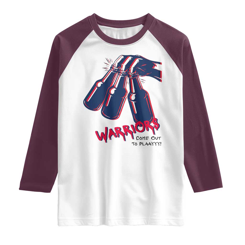 Warriors Come Out to Play Raglan Shirt Energetic Game Day Patriot Motivation TS02 White Maroon Print Your Wear